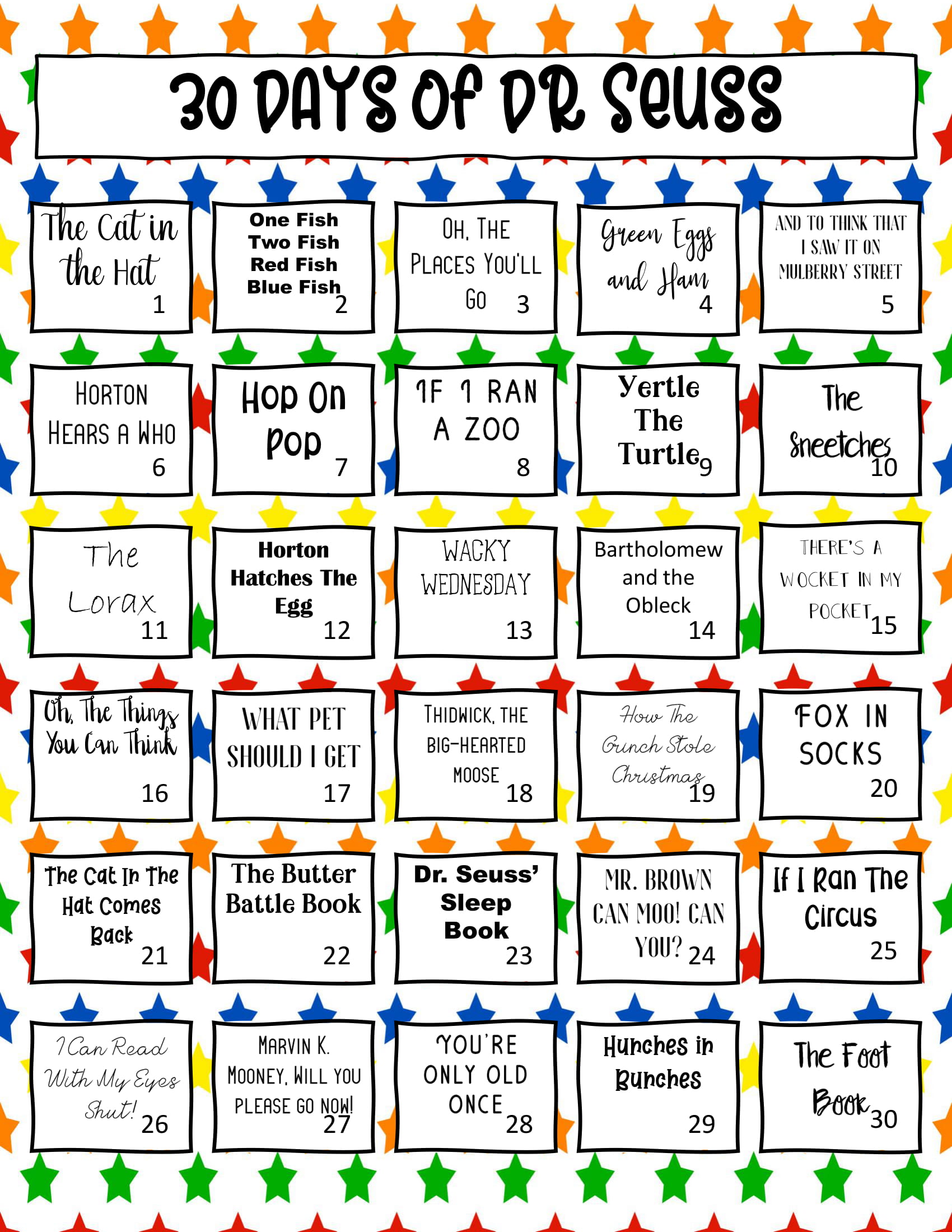 30 Days of Dr Seuss